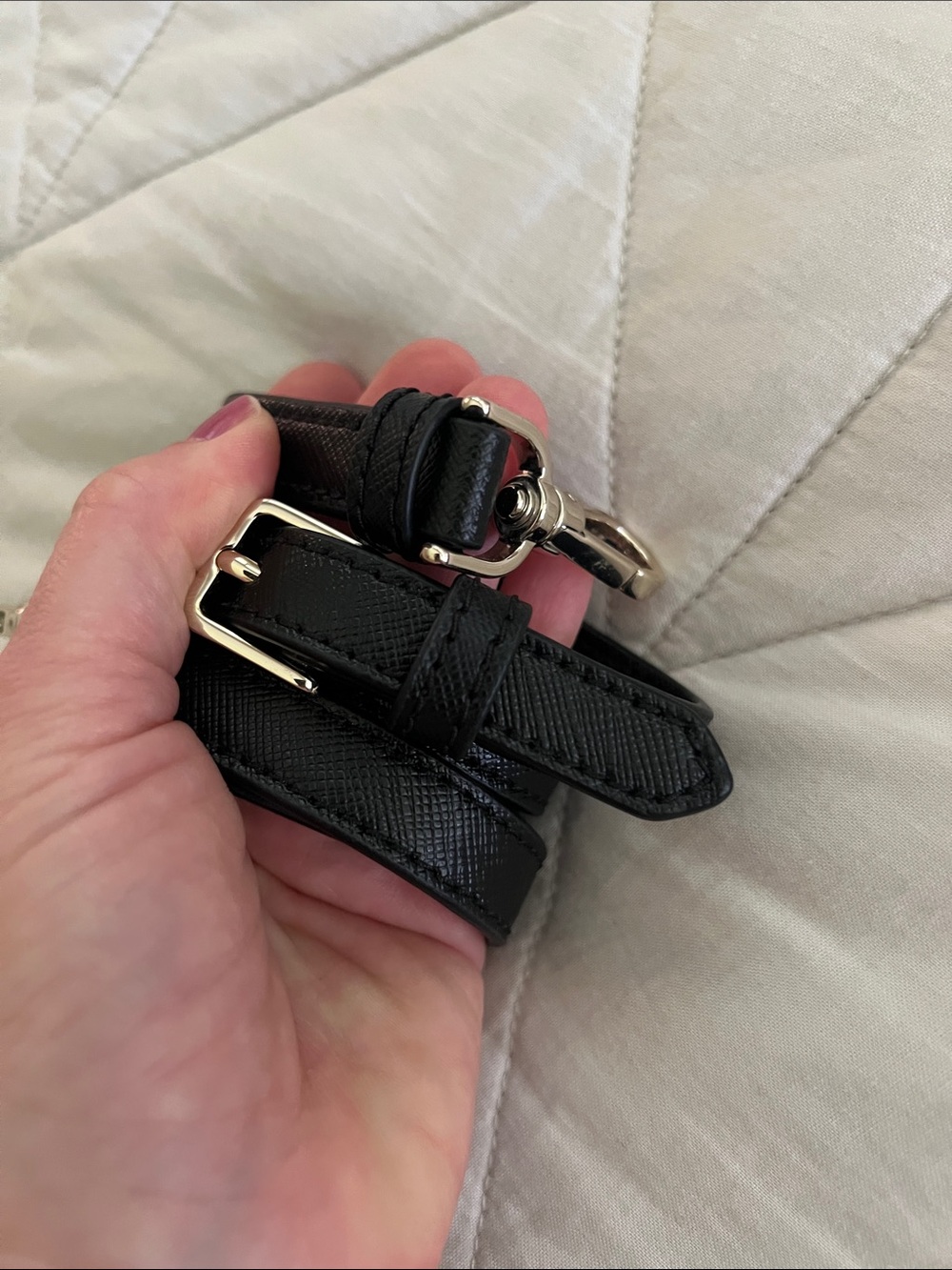 Kate Spade Black Saffiano Leather Gold Hardware Replacement Strap Authentic - Picture 4 of 16